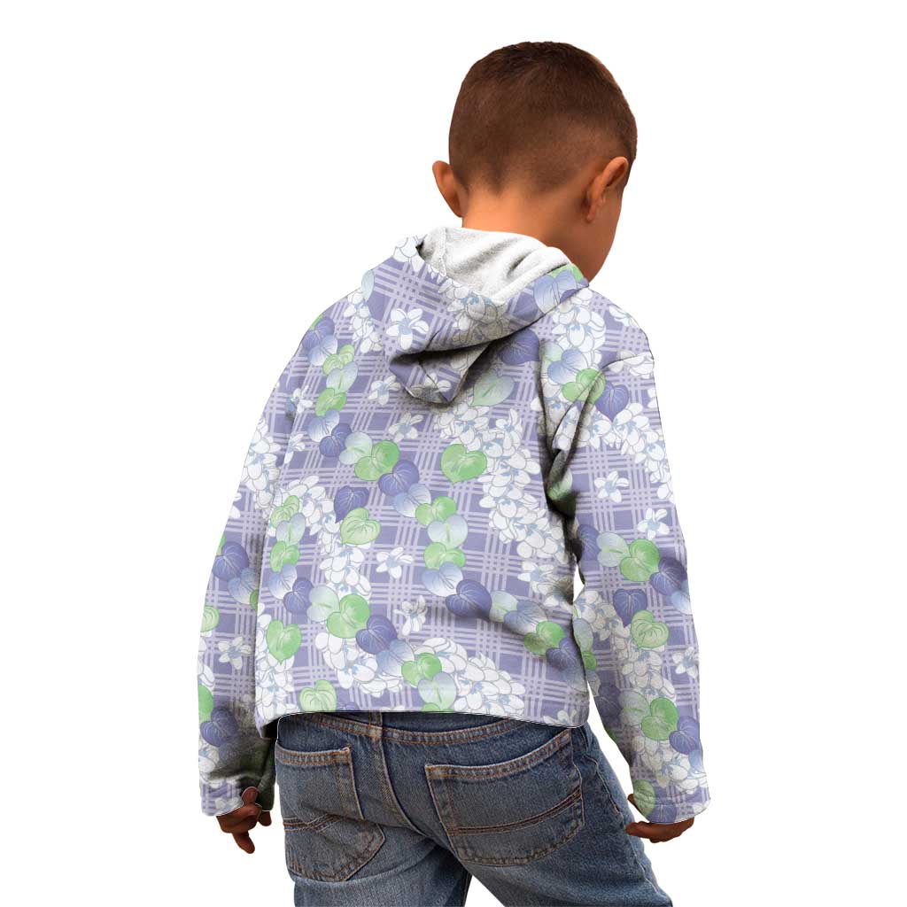 Anthurium Plumeria Lei Pastel Kid Hoodie Purple Hawaiian Splendid Palaka LT01 - Polynesian Pride