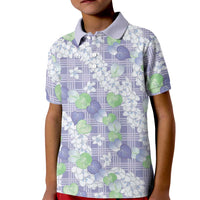 Anthurium Plumeria Lei Pastel Kid Polo Shirt Purple Hawaiian Splendid Palaka