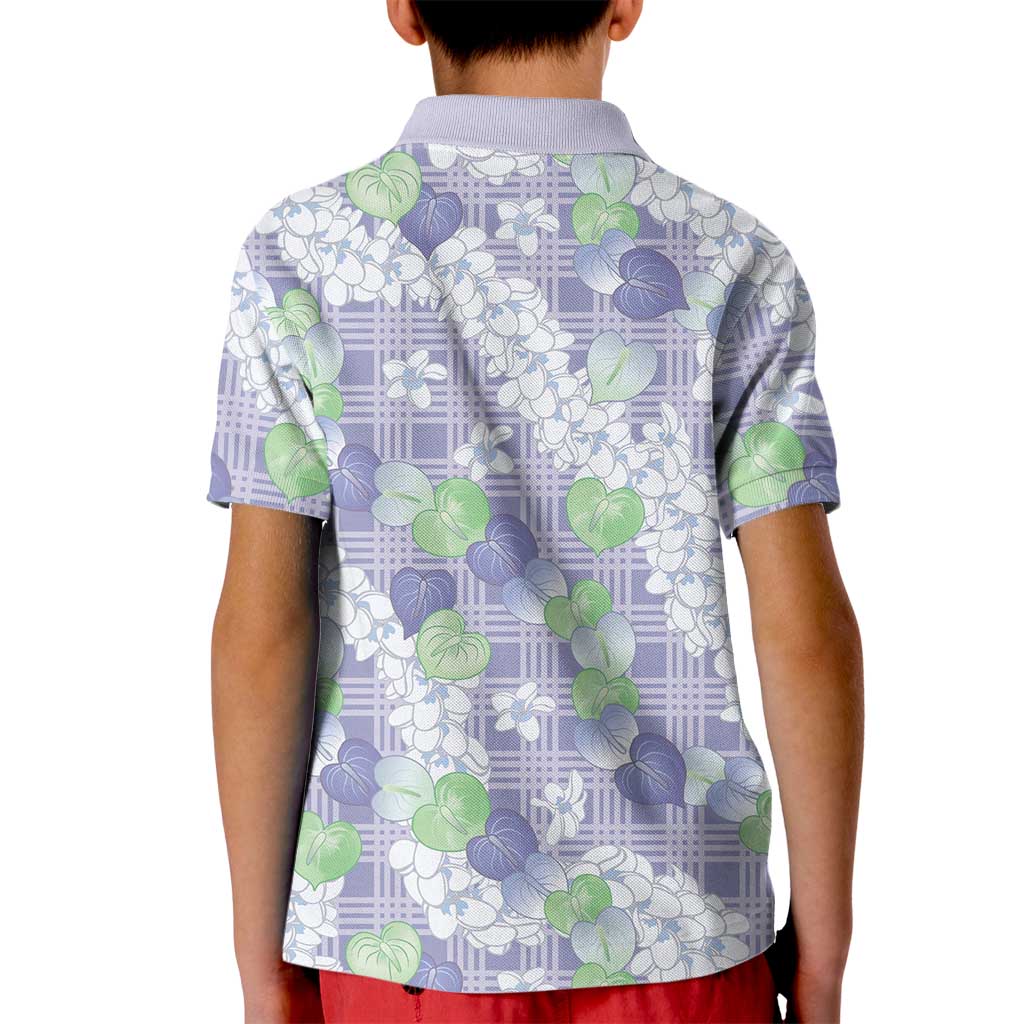 Anthurium Plumeria Lei Pastel Kid Polo Shirt Purple Hawaiian Splendid Palaka