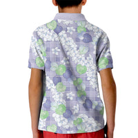 Anthurium Plumeria Lei Pastel Kid Polo Shirt Purple Hawaiian Splendid Palaka