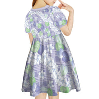 Anthurium Plumeria Lei Pastel Kid Short Sleeve Dress Purple Hawaiian Splendid Palaka LT01 - Polynesian Pride