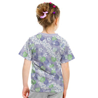 Anthurium Plumeria Lei Pastel Kid T Shirt Purple Hawaiian Splendid Palaka LT01 - Polynesian Pride