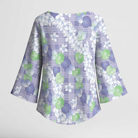 Anthurium Plumeria Lei Pastel Kimono Sleeve Blouse Purple Hawaiian Splendid Palaka LT01 - Polynesian Pride