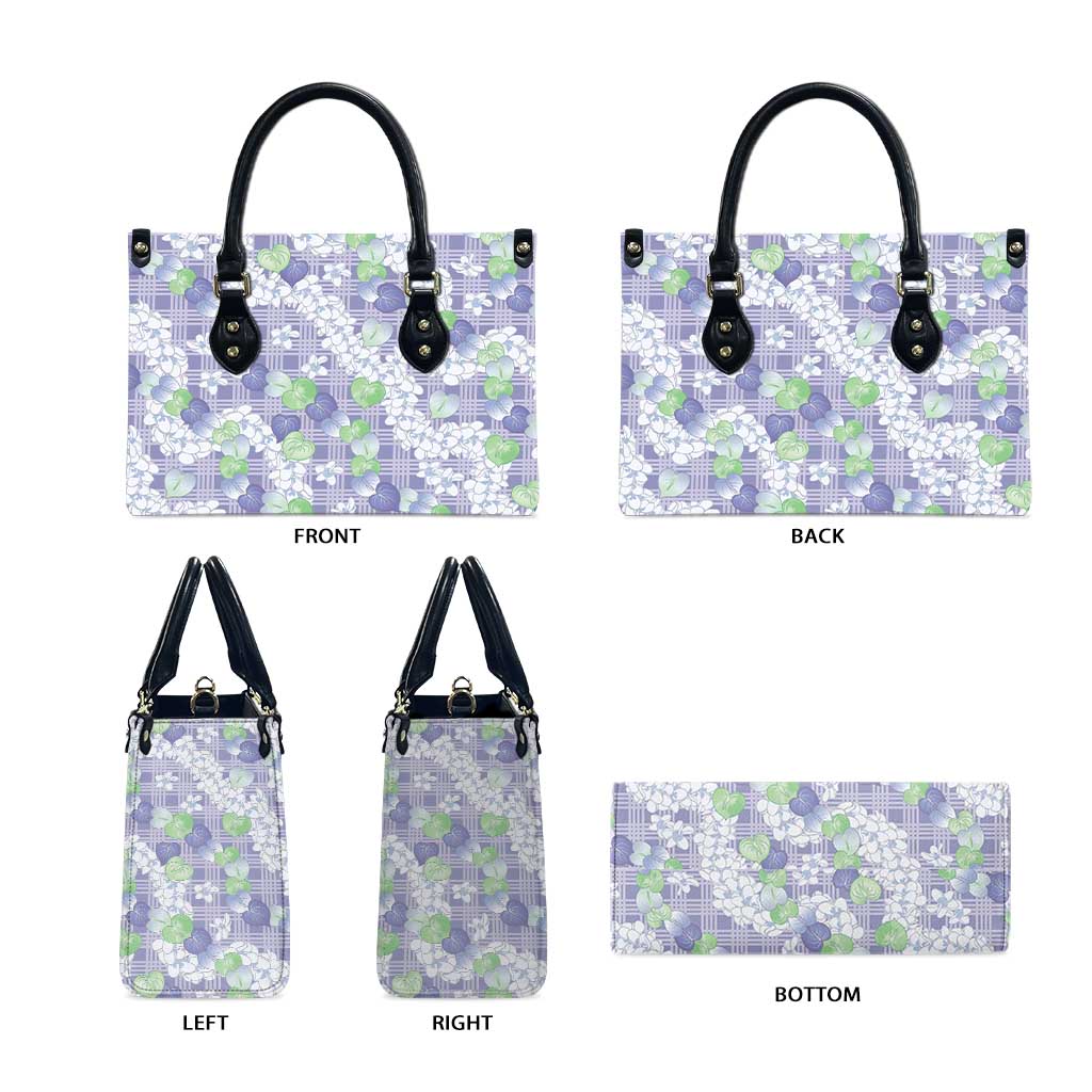 Anthurium Plumeria Lei Pastel Leather Bag Purple Hawaiian Splendid Palaka LT01 - Polynesian Pride
