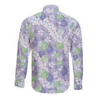 Anthurium Plumeria Lei Pastel Long Sleeve Button Shirt Purple Hawaiian Splendid Palaka LT01 - Polynesian Pride