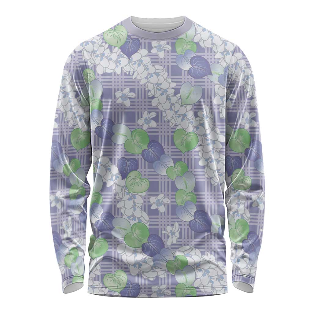 Anthurium Plumeria Lei Pastel Long Sleeve Shirt Purple Hawaiian Splendid Palaka LT01 Unisex Purple - Polynesian Pride