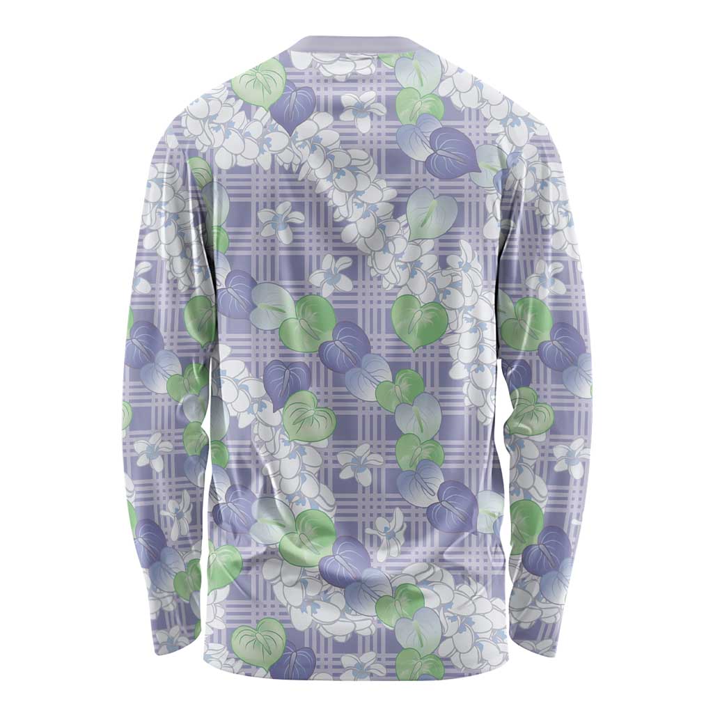 Anthurium Plumeria Lei Pastel Long Sleeve Shirt Purple Hawaiian Splendid Palaka LT01 - Polynesian Pride