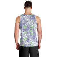Anthurium Plumeria Lei Pastel Men Tank Top Purple Hawaiian Splendid Palaka LT01 - Polynesian Pride