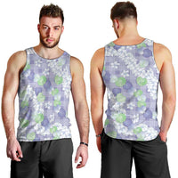 Anthurium Plumeria Lei Pastel Men Tank Top Purple Hawaiian Splendid Palaka LT01 - Polynesian Pride