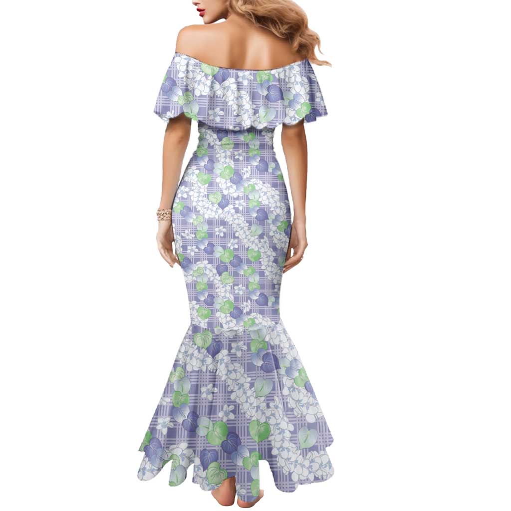Anthurium Plumeria Lei Pastel Mermaid Dress Purple Hawaiian Splendid Palaka LT01 - Polynesian Pride