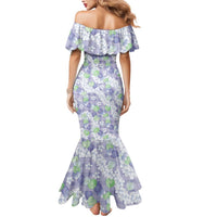 Anthurium Plumeria Lei Pastel Mermaid Dress Purple Hawaiian Splendid Palaka LT01 - Polynesian Pride