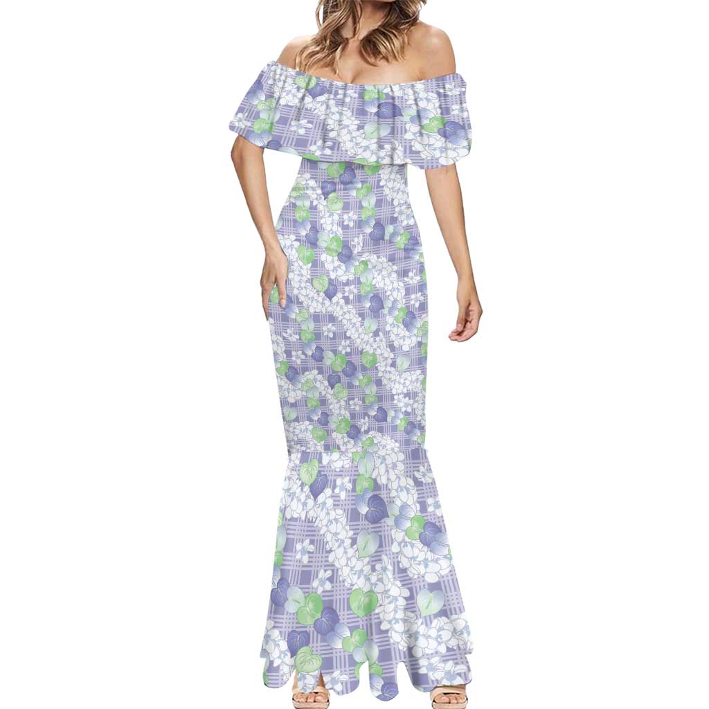 Anthurium Plumeria Lei Pastel Mermaid Dress Purple Hawaiian Splendid Palaka LT01 - Polynesian Pride