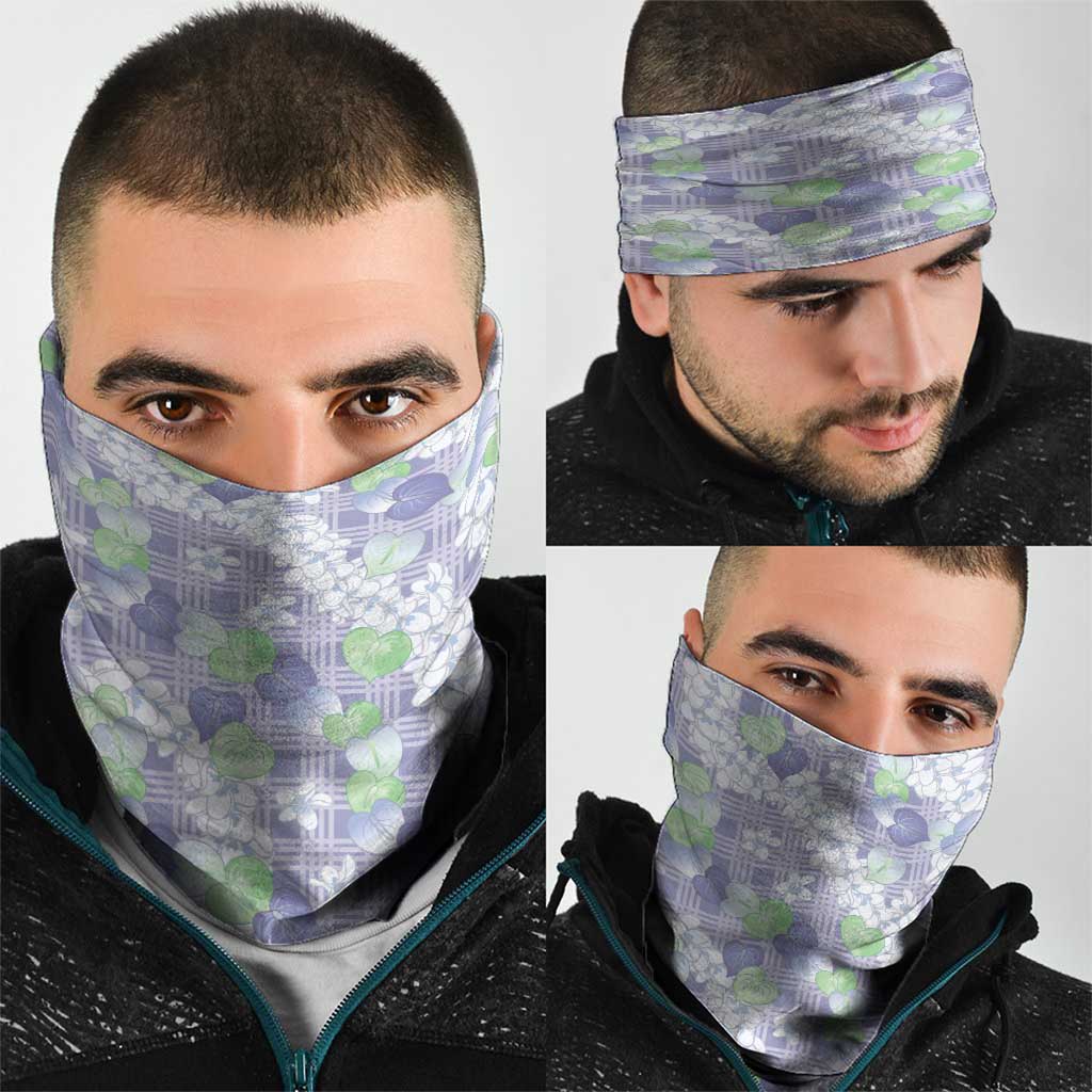 Anthurium Plumeria Lei Pastel Neck Gaiter Purple Hawaiian Splendid Palaka LT01 - Polynesian Pride