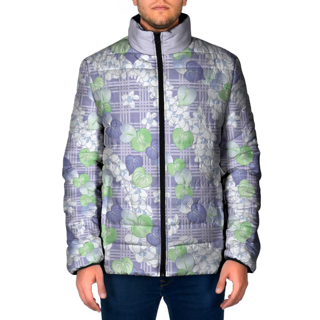 Anthurium Plumeria Lei Pastel Padded Jacket Purple Hawaiian Splendid Palaka LT01 Men Purple - Polynesian Pride