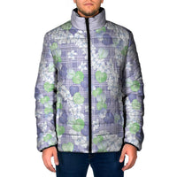 Anthurium Plumeria Lei Pastel Padded Jacket Purple Hawaiian Splendid Palaka LT01 Men Purple - Polynesian Pride