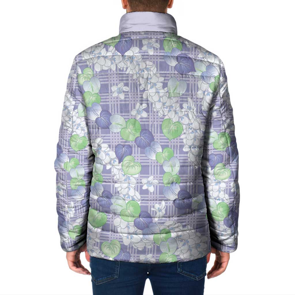 Anthurium Plumeria Lei Pastel Padded Jacket Purple Hawaiian Splendid Palaka LT01 - Polynesian Pride