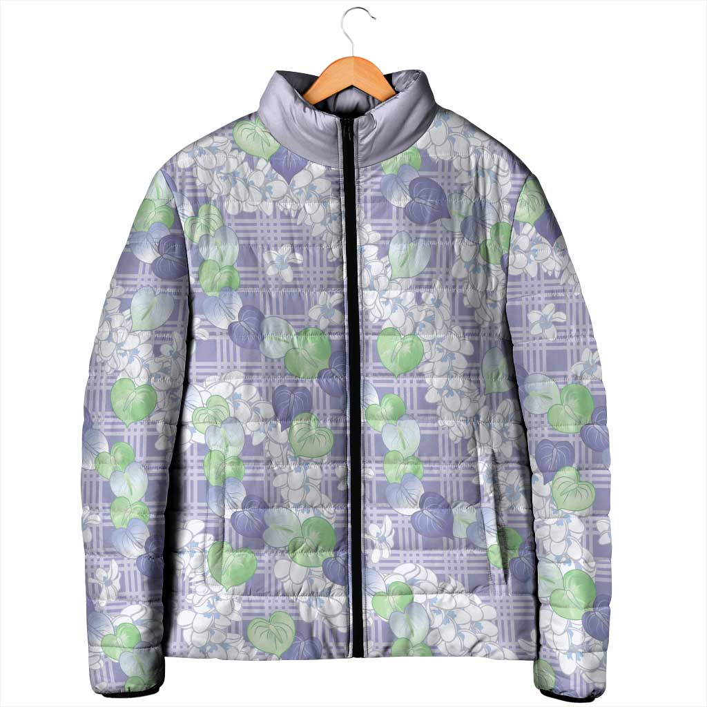 Anthurium Plumeria Lei Pastel Padded Jacket Purple Hawaiian Splendid Palaka LT01 - Polynesian Pride