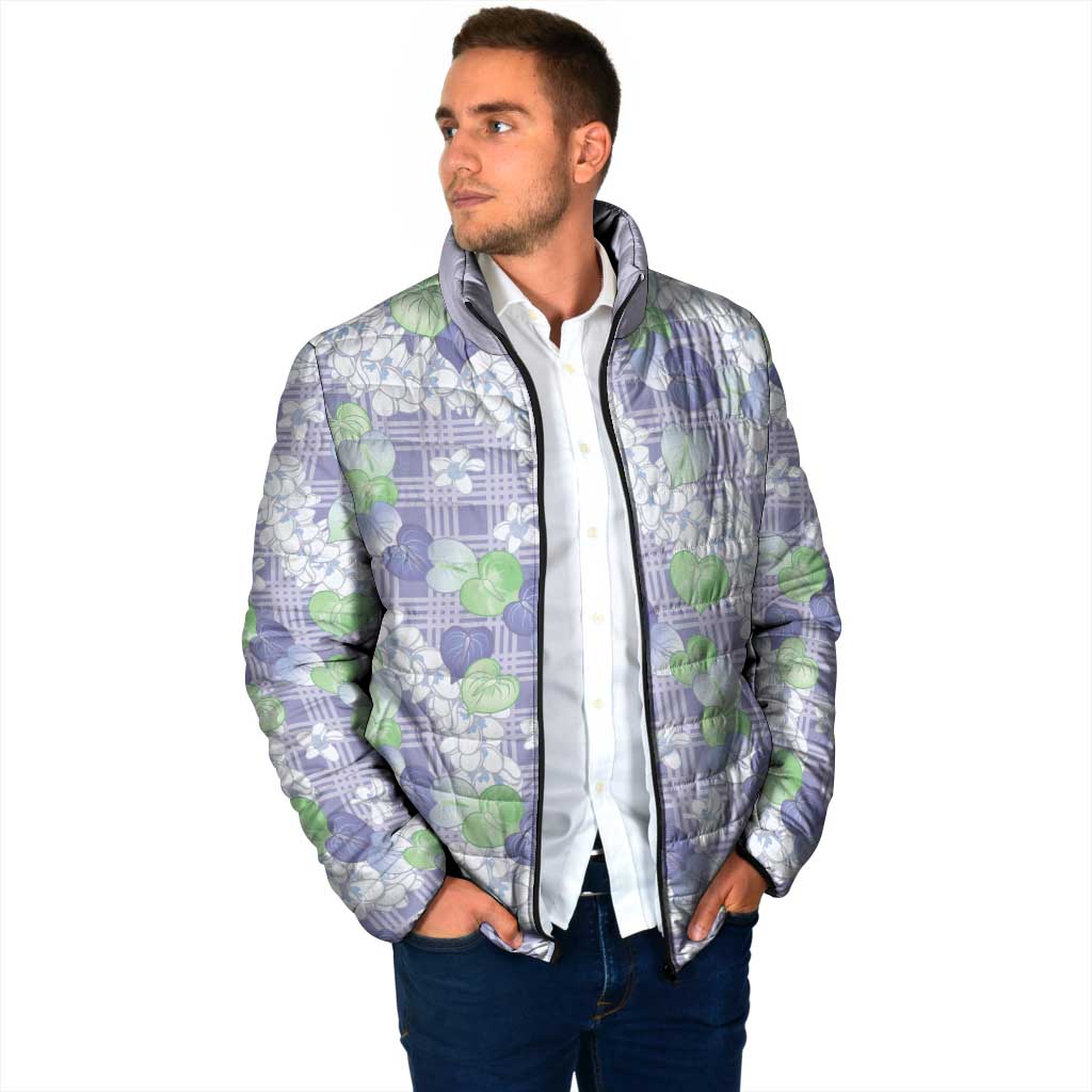 Anthurium Plumeria Lei Pastel Padded Jacket Purple Hawaiian Splendid Palaka LT01 - Polynesian Pride