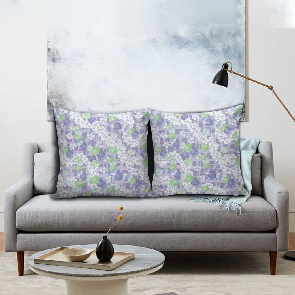Anthurium Plumeria Lei Pastel Pillow Cover Purple Hawaiian Splendid Palaka LT01 - Polynesian Pride