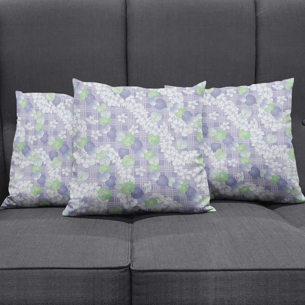 Anthurium Plumeria Lei Pastel Pillow Cover Purple Hawaiian Splendid Palaka LT01 - Polynesian Pride
