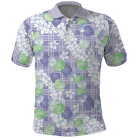 Anthurium Plumeria Lei Pastel Polo Shirt Purple Hawaiian Splendid Palaka LT01 Purple - Polynesian Pride