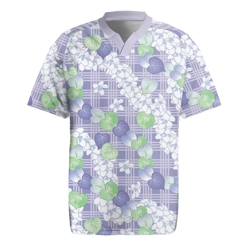 Anthurium Plumeria Lei Pastel Rugby Jersey Purple Hawaiian Splendid Palaka