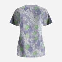 Anthurium Plumeria Lei Pastel Scrub Top Purple Hawaiian Splendid Palaka LT01 - Polynesian Pride