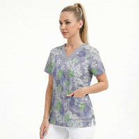 Anthurium Plumeria Lei Pastel Scrub Top Purple Hawaiian Splendid Palaka LT01 - Polynesian Pride