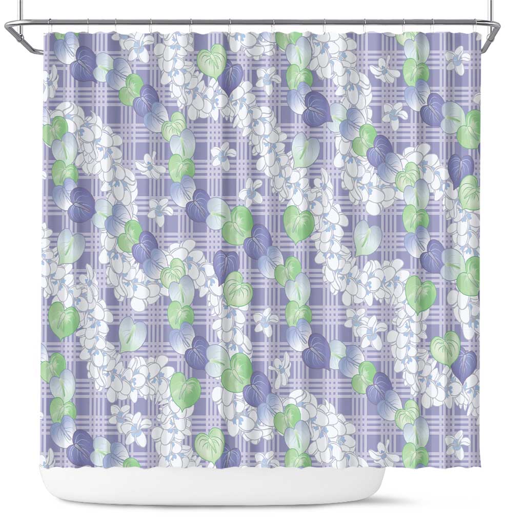 Anthurium Plumeria Lei Pastel Shower Curtain Purple Hawaiian Splendid Palaka LT01 Purple - Polynesian Pride