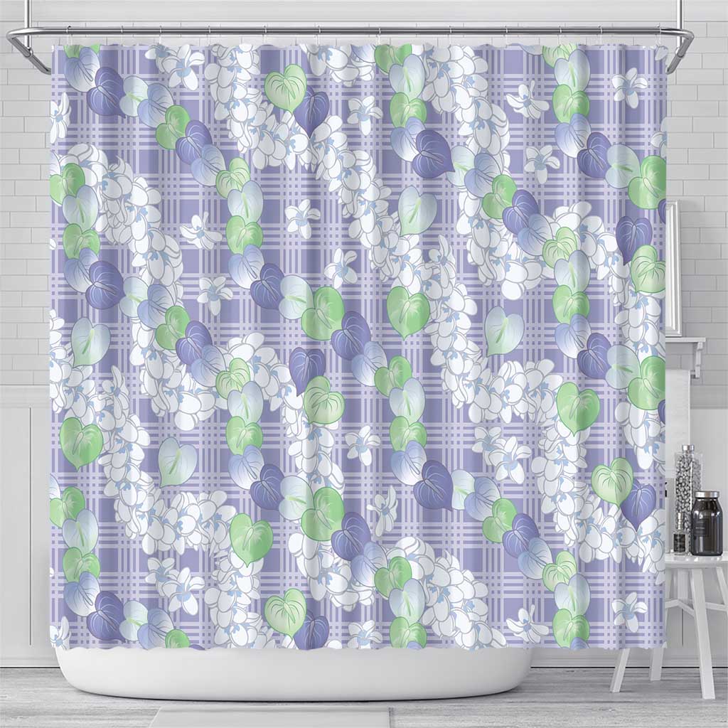 Anthurium Plumeria Lei Pastel Shower Curtain Purple Hawaiian Splendid Palaka LT01 - Polynesian Pride