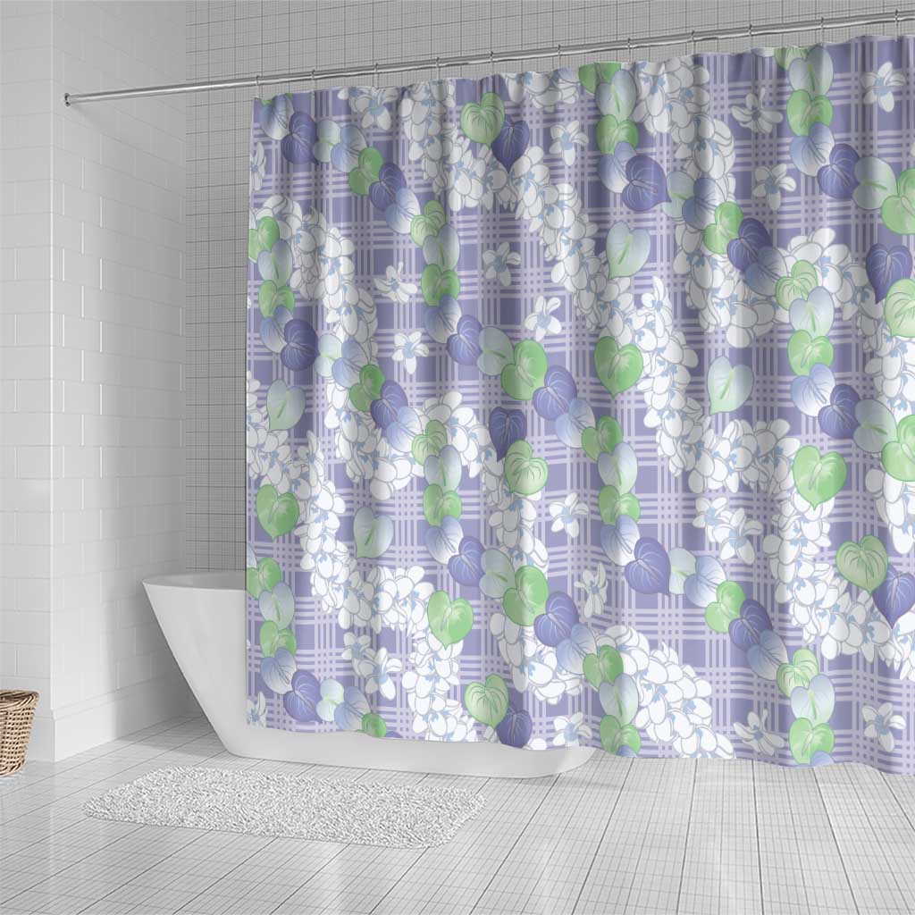 Anthurium Plumeria Lei Pastel Shower Curtain Purple Hawaiian Splendid Palaka LT01 - Polynesian Pride