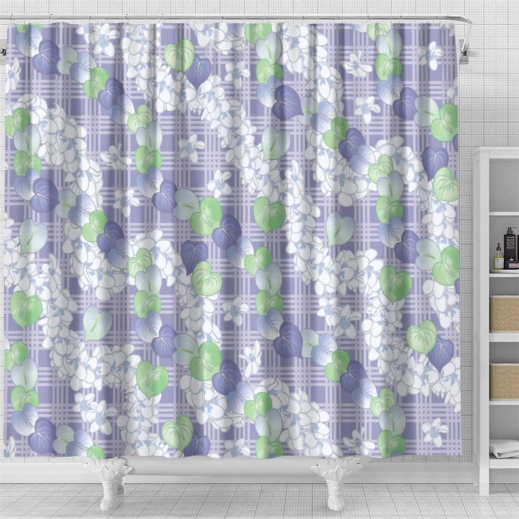 Anthurium Plumeria Lei Pastel Shower Curtain Purple Hawaiian Splendid Palaka LT01 - Polynesian Pride