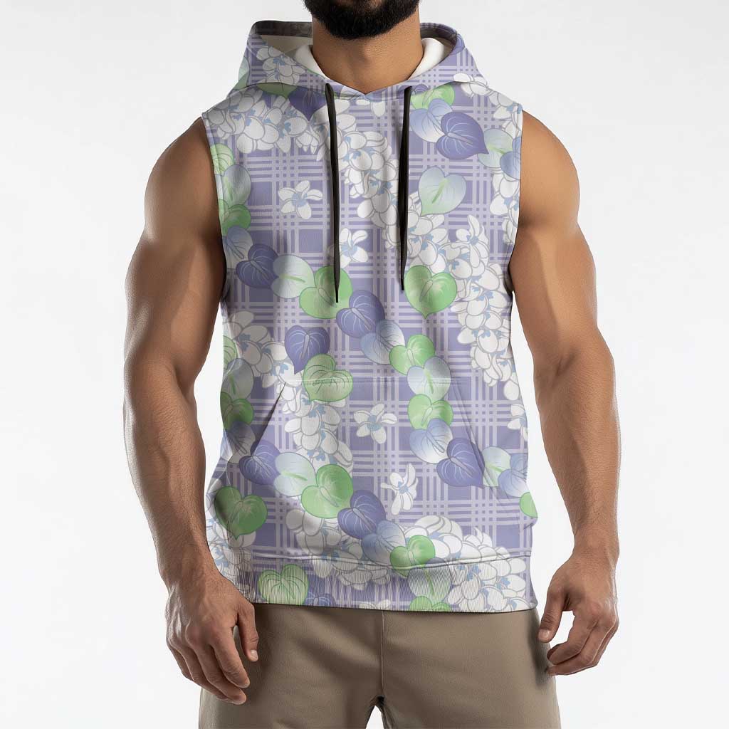 Anthurium Plumeria Lei Pastel Sleeveless Hoodie Purple Hawaiian Splendid Palaka LT01 - Polynesian Pride