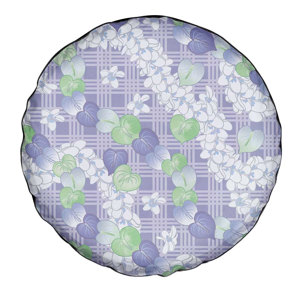 Anthurium Plumeria Lei Pastel Spare Tire Cover Purple Hawaiian Splendid Palaka LT01 - Polynesian Pride