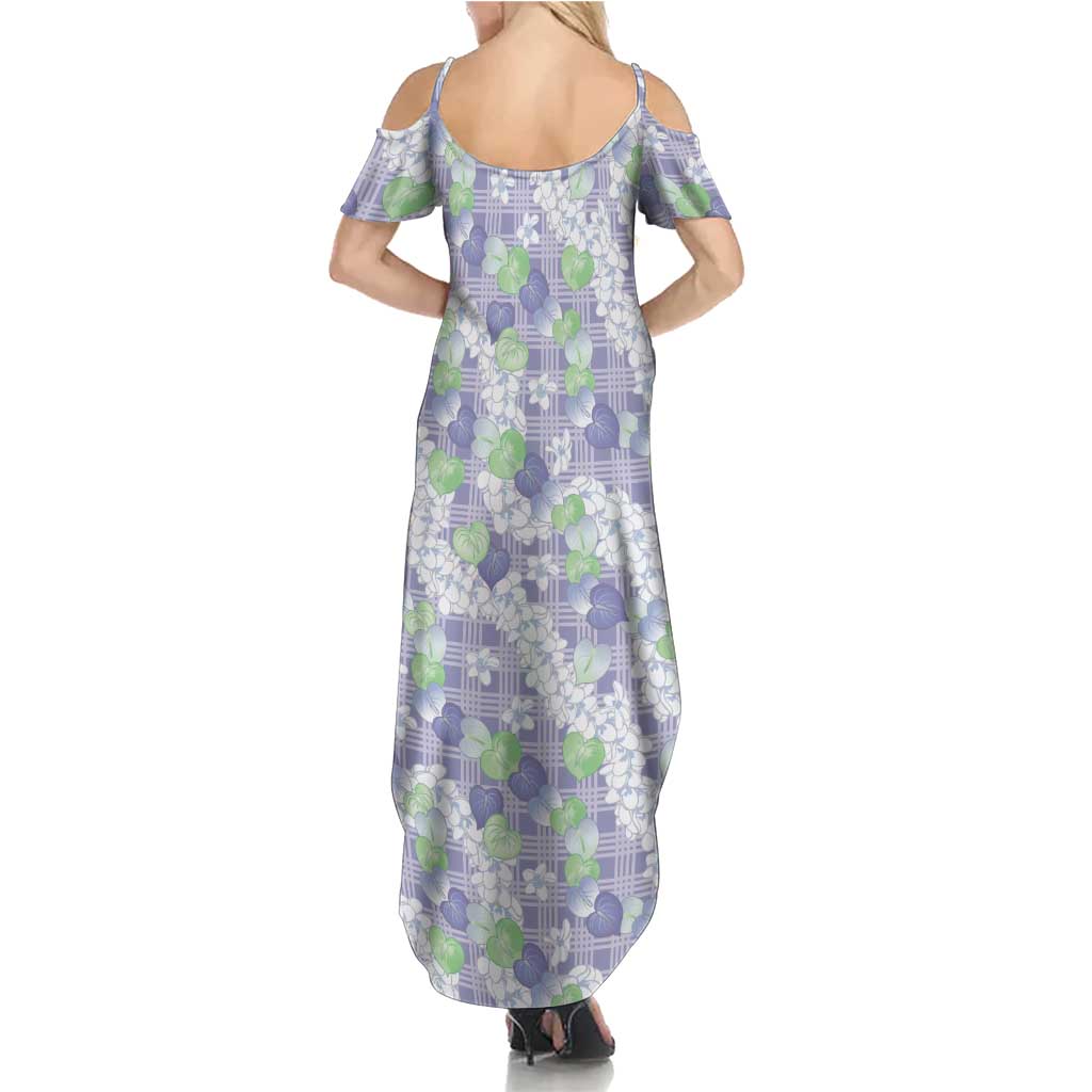 Anthurium Plumeria Lei Pastel Summer Maxi Dress Purple Hawaiian Splendid Palaka