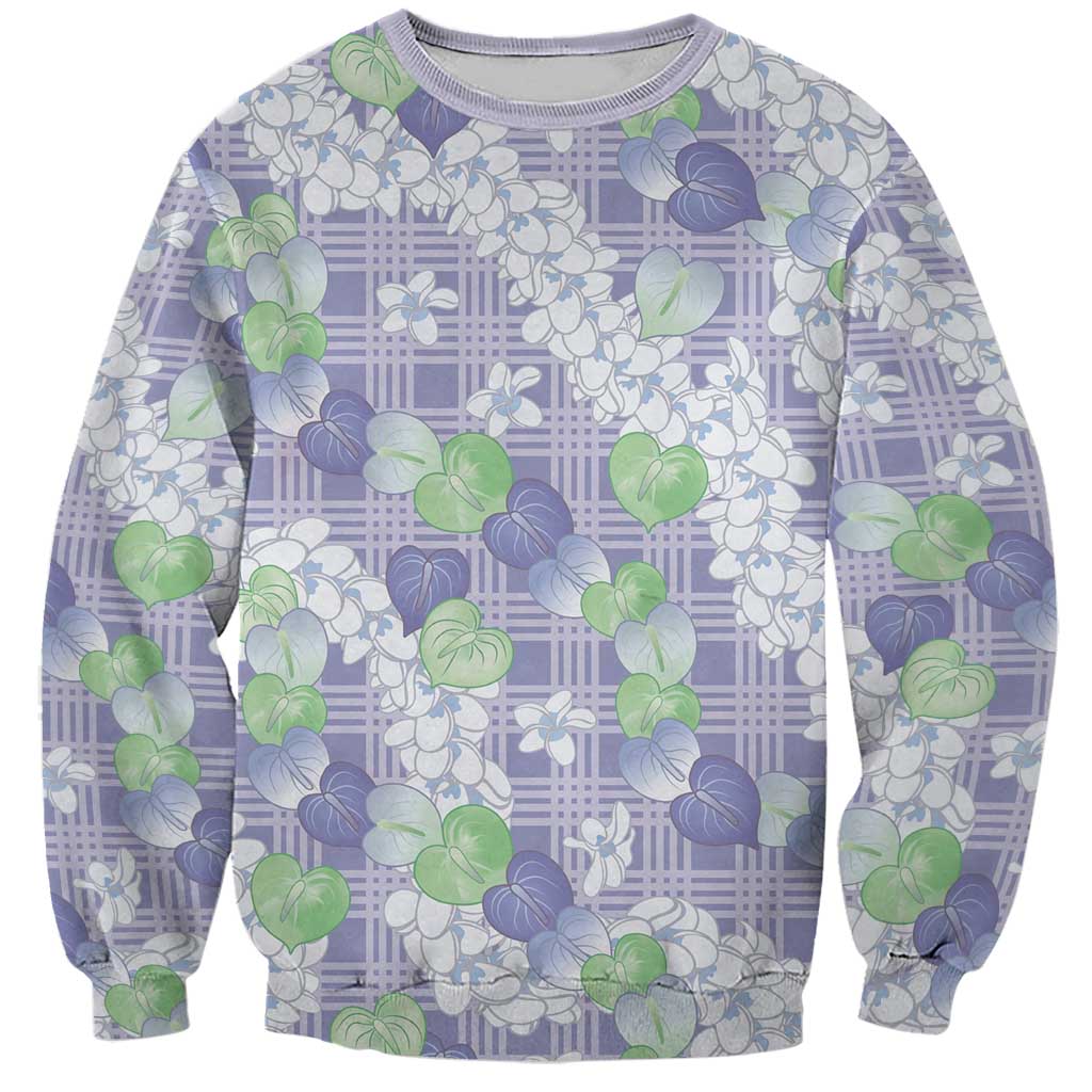 Anthurium Plumeria Lei Pastel Sweatshirt Purple Hawaiian Splendid Palaka LT01 Unisex Purple - Polynesian Pride