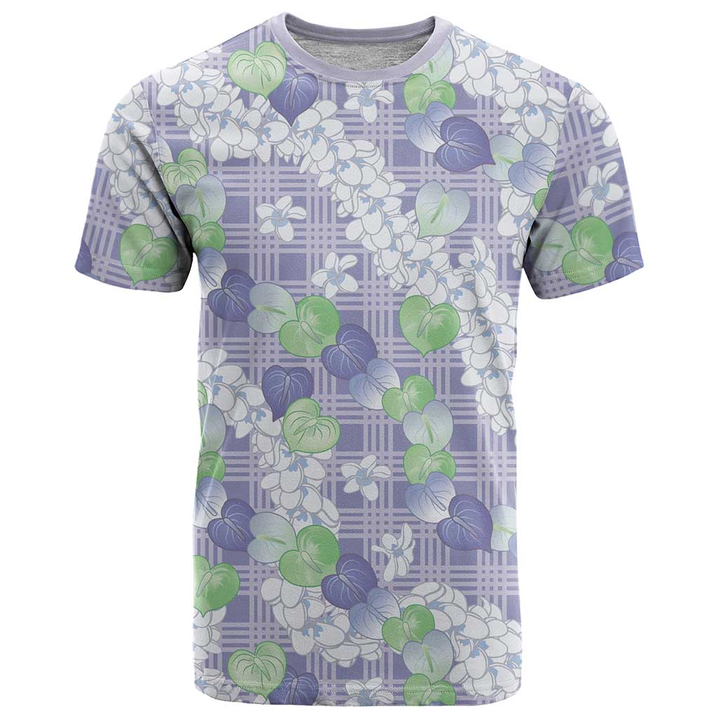 Anthurium Plumeria Lei Pastel T Shirt Purple Hawaiian Splendid Palaka LT01 Purple - Polynesian Pride