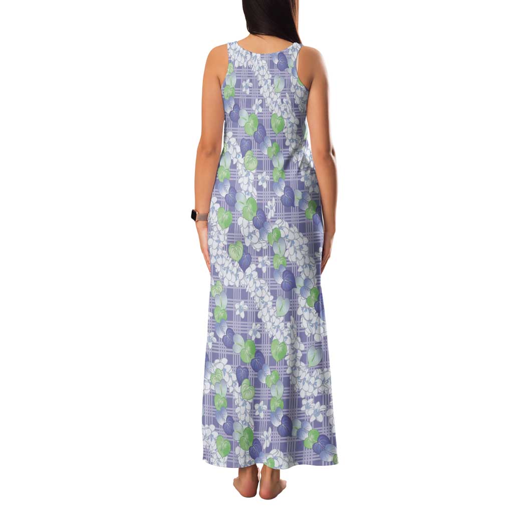 Anthurium Plumeria Lei Pastel Tank Maxi Dress Purple Hawaiian Splendid Palaka LT01 - Polynesian Pride