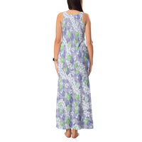 Anthurium Plumeria Lei Pastel Tank Maxi Dress Purple Hawaiian Splendid Palaka LT01 - Polynesian Pride