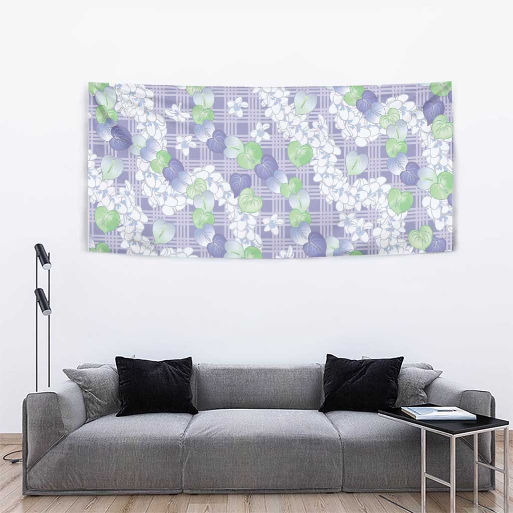 Anthurium Plumeria Lei Pastel Tapestry Purple Hawaiian Splendid Palaka LT01 - Polynesian Pride