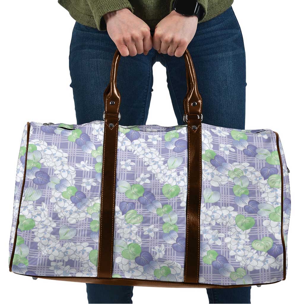 Anthurium Plumeria Lei Pastel Travel Bag Purple Hawaiian Splendid Palaka LT01 Purple - Polynesian Pride