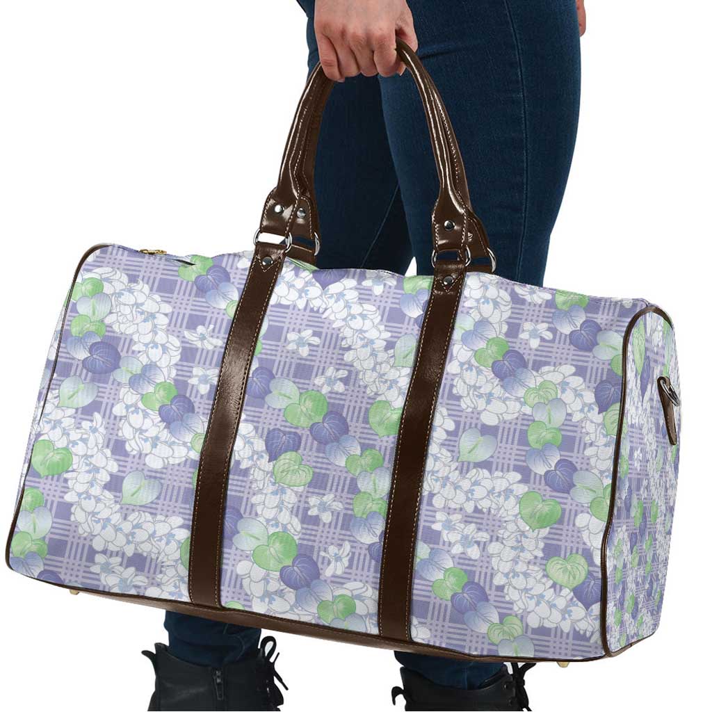 Anthurium Plumeria Lei Pastel Travel Bag Purple Hawaiian Splendid Palaka LT01 - Polynesian Pride