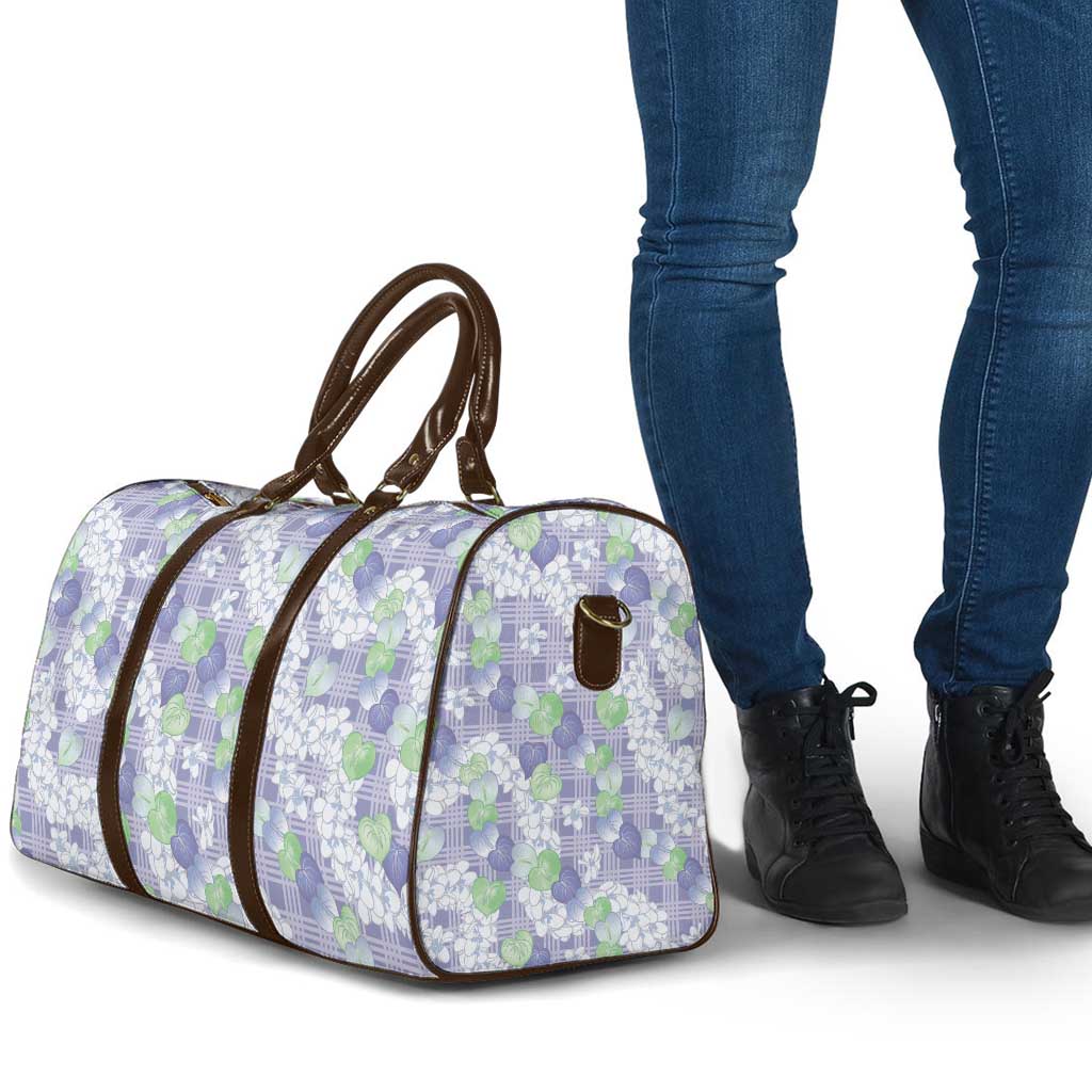 Anthurium Plumeria Lei Pastel Travel Bag Purple Hawaiian Splendid Palaka LT01 - Polynesian Pride