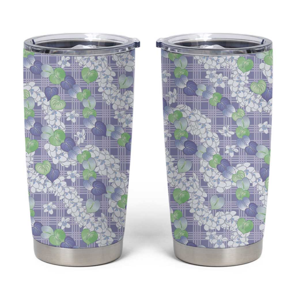 Anthurium Plumeria Lei Pastel Tumbler Cup Purple Hawaiian Splendid Palaka LT01 Purple - Polynesian Pride