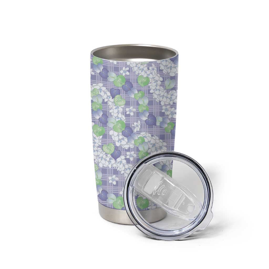 Anthurium Plumeria Lei Pastel Tumbler Cup Purple Hawaiian Splendid Palaka LT01 - Polynesian Pride