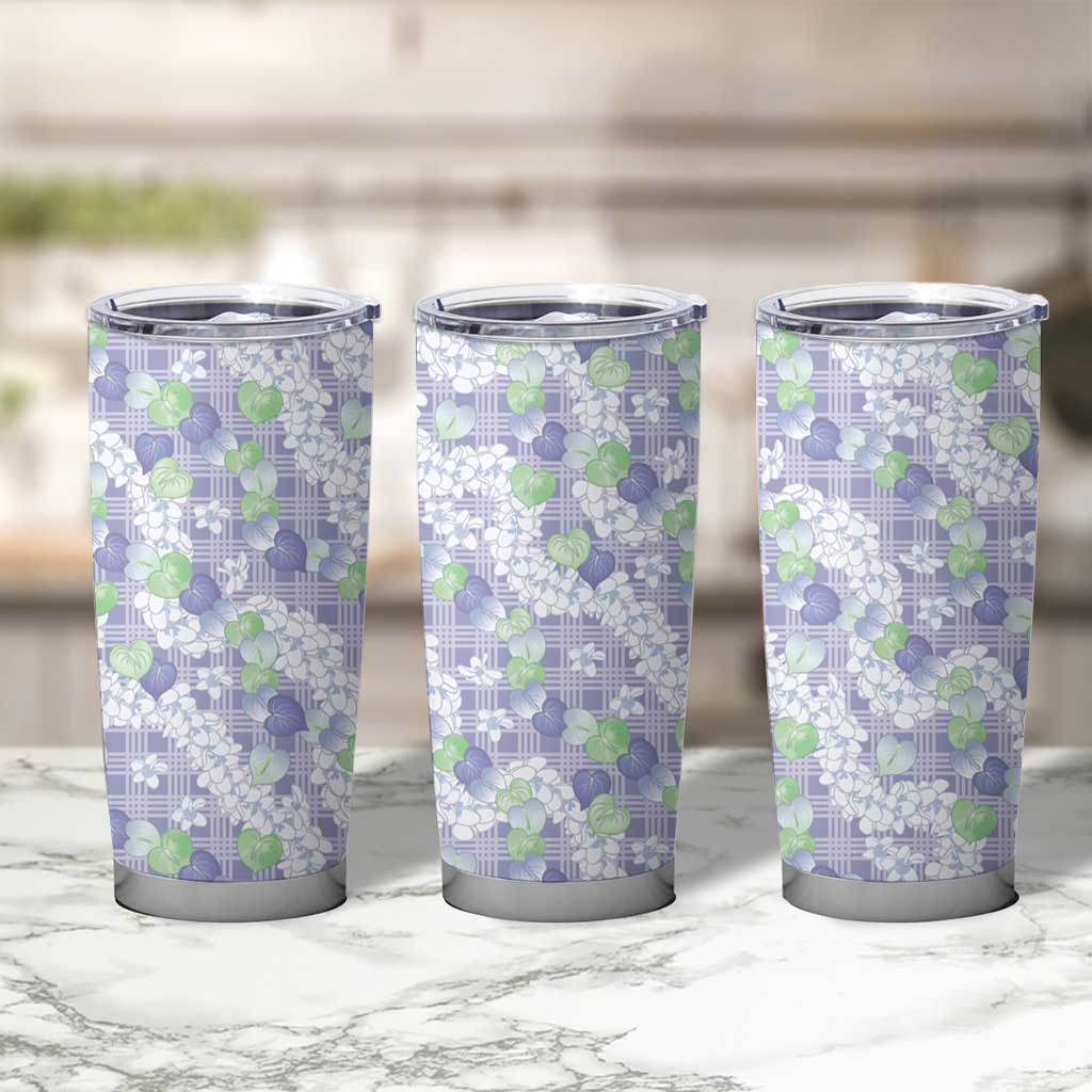 Anthurium Plumeria Lei Pastel Tumbler Cup Purple Hawaiian Splendid Palaka LT01 - Polynesian Pride