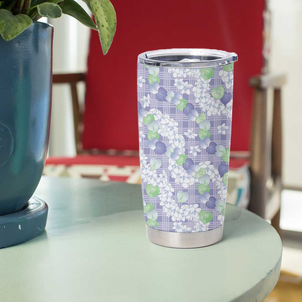 Anthurium Plumeria Lei Pastel Tumbler Cup Purple Hawaiian Splendid Palaka LT01 - Polynesian Pride