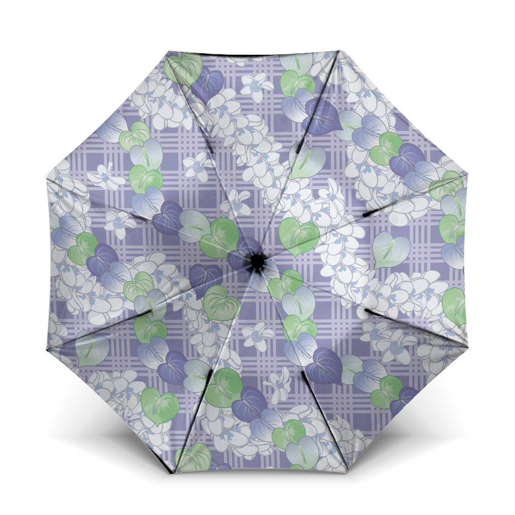 Anthurium Plumeria Lei Pastel Umbrella Purple Hawaiian Splendid Palaka LT01 One Size Folded 11.42 inch Opened Diameter 37.4 inch Purple - Polynesian Pride