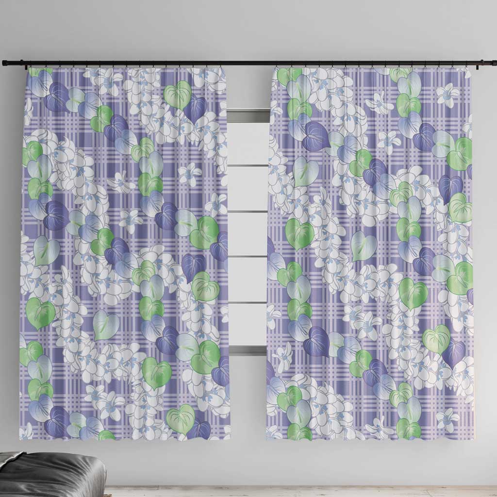 Anthurium Plumeria Lei Pastel Window Curtain Purple Hawaiian Splendid Palaka