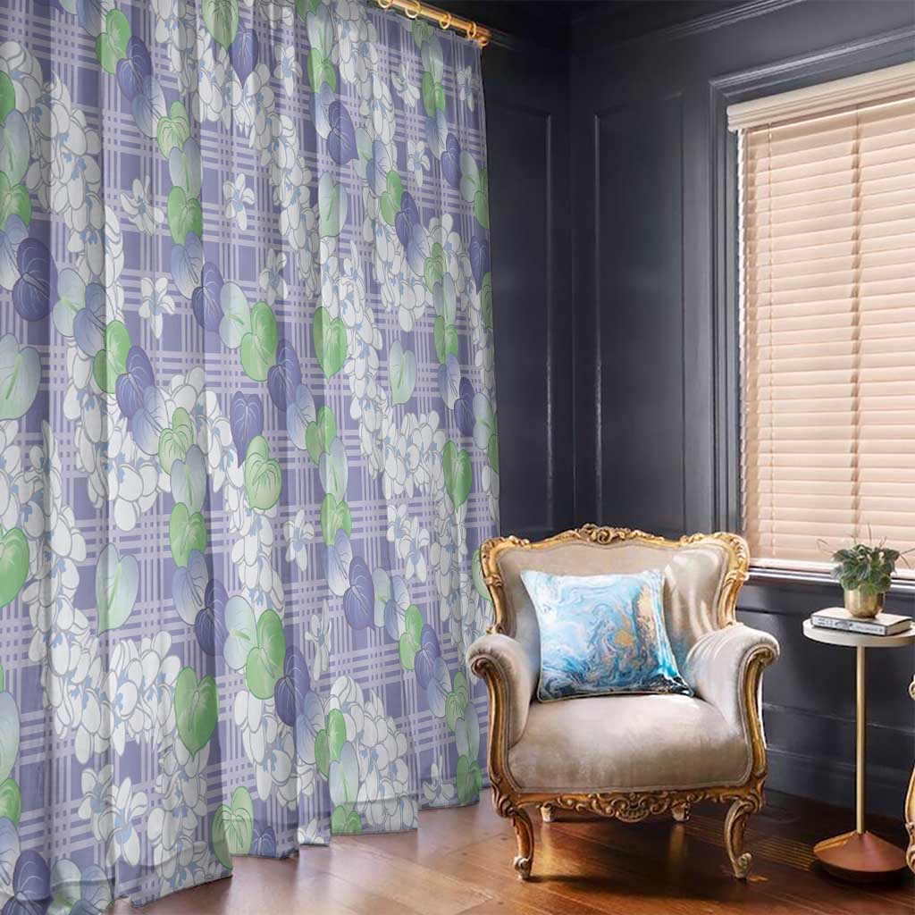 Anthurium Plumeria Lei Pastel Window Curtain Purple Hawaiian Splendid Palaka